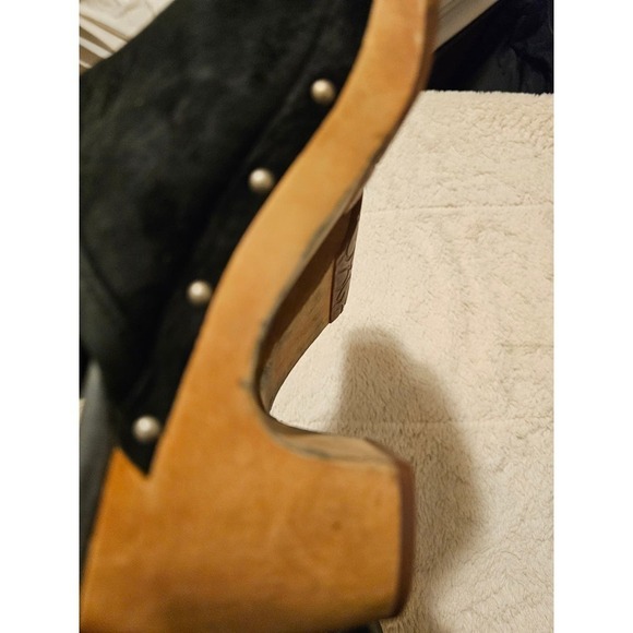 UGG black Suede Sz.9. UK7.5. ER.40. Mules. Wooden Heals. Slipon. Comfy. Leather - Picture 14 of 14